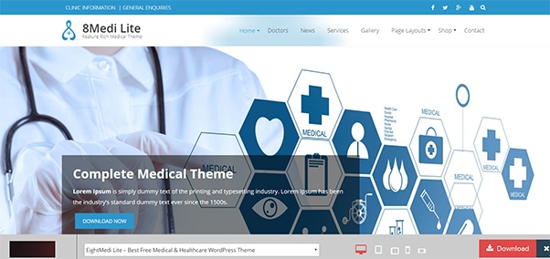 Eightmedi Lite WordPress theme Allied Health