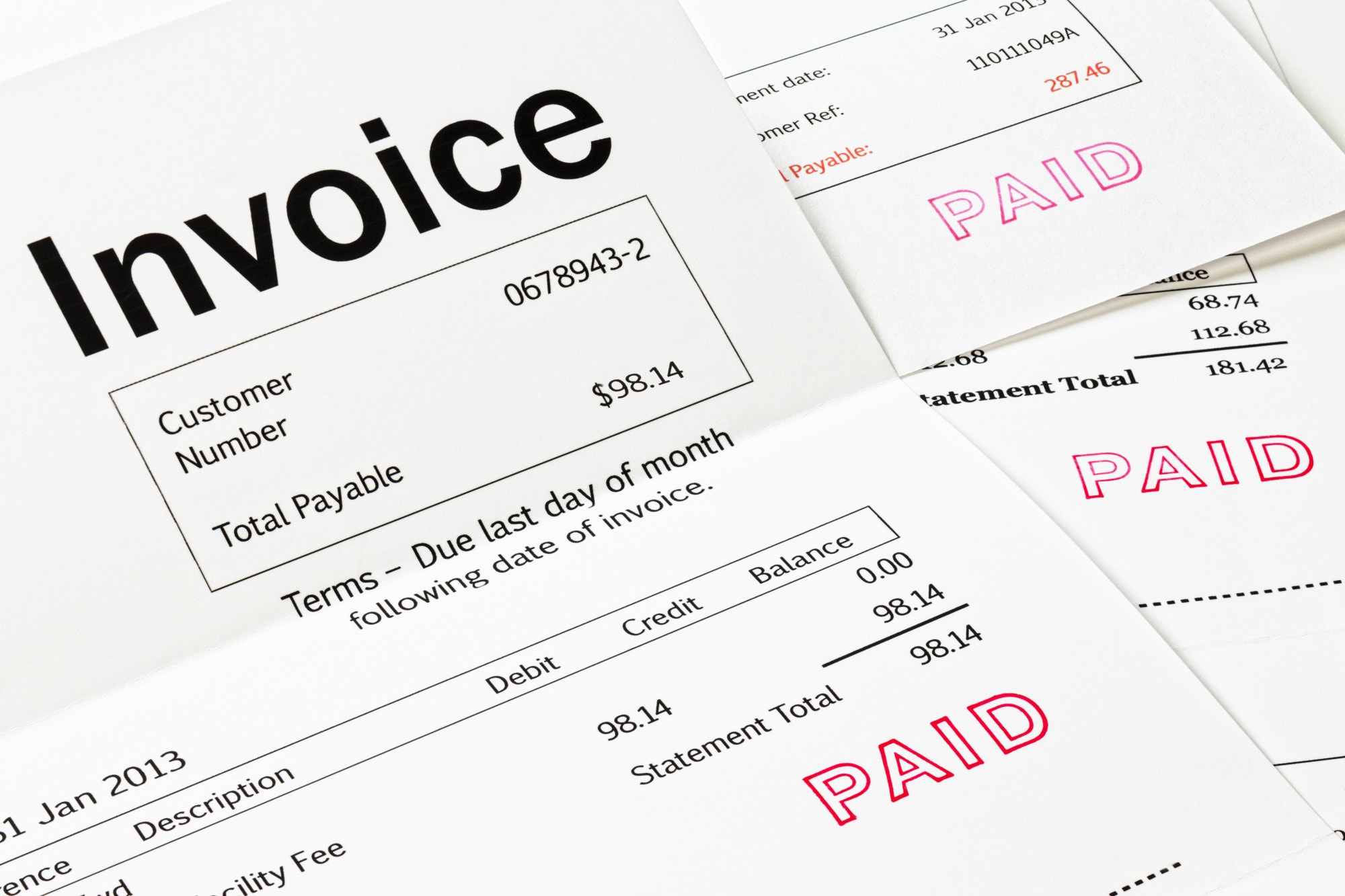 Invoices with Paid Stamp